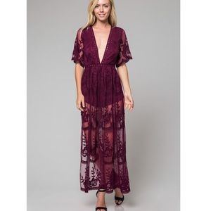 Embroidered Lace Maxi Dress